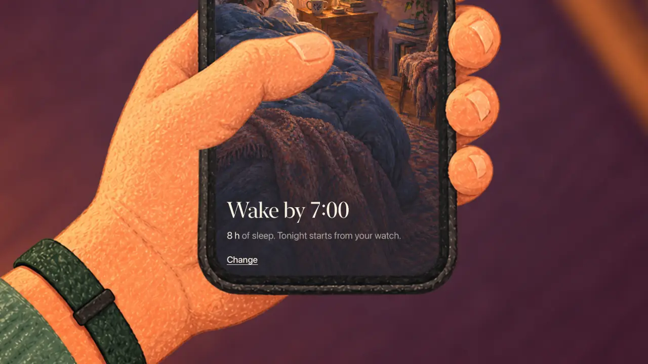 The Euhora home screen: Wake by 7:00, 8 h of sleep, Tonight starts from your watch.