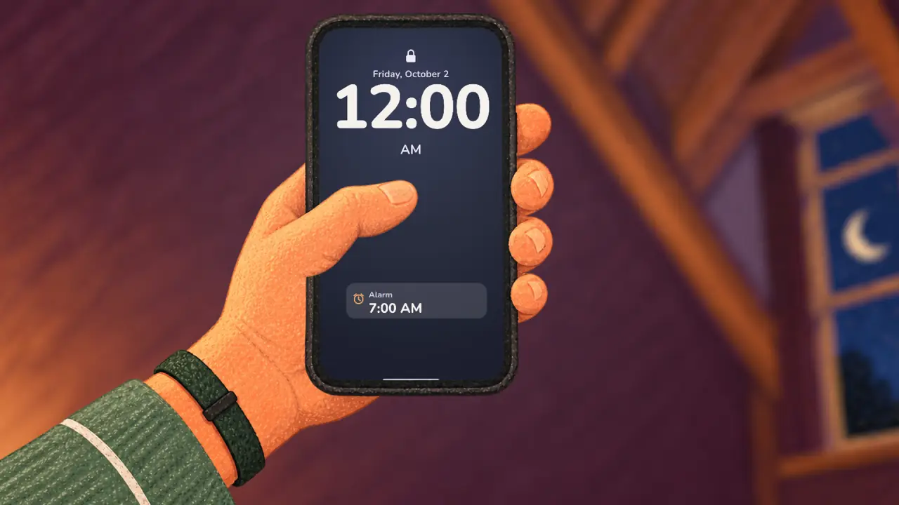 The lock screen now reads 12:00 AM, alarm 7:00 AM.